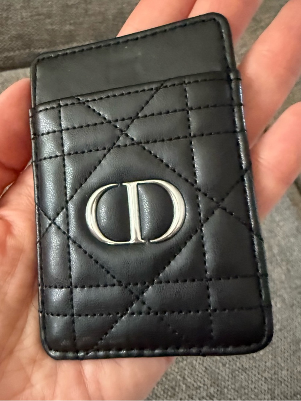 Dior Beauty Black Quilted Faux Leather Card Holder Mirror Phone New Authentic - Picture 12 of 16